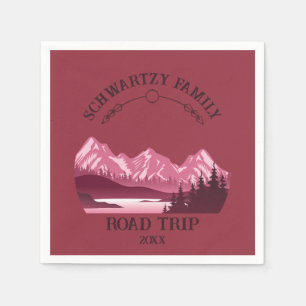 Vintage Red Mountain Lake Sunset Napkin
