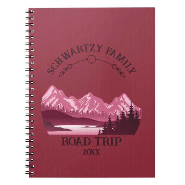 Vintage Red Mountain Lake Sunset Notebook (Front)