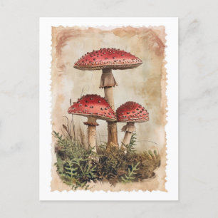Vintage Red Mushroom Postcard
