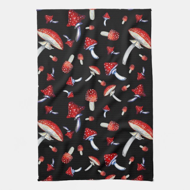 Vintage Red Mushroom Tea Towel (Vertical)