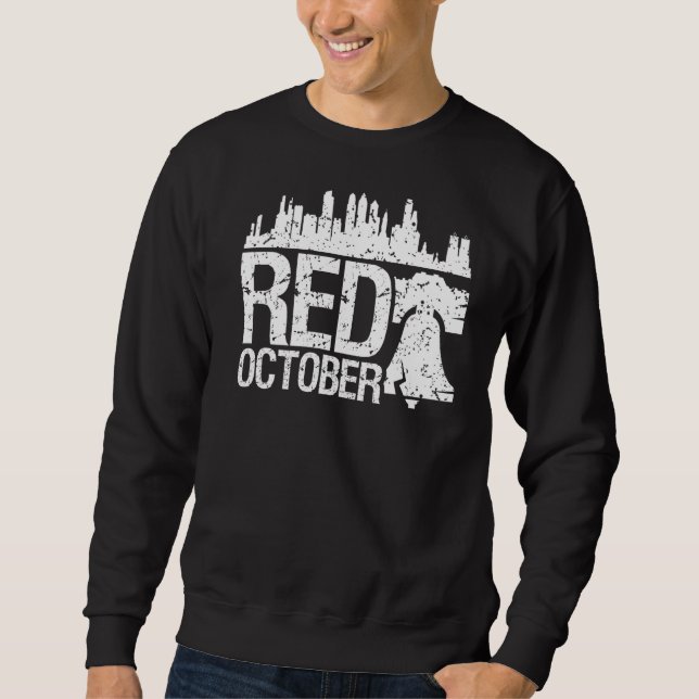 Vintage Red October Philly Philadelphia Skyline Ba Sweatshirt (Front)