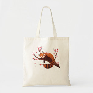 Vintage Red Panda Japanese Cherry Blossom Flower   Tote Bag