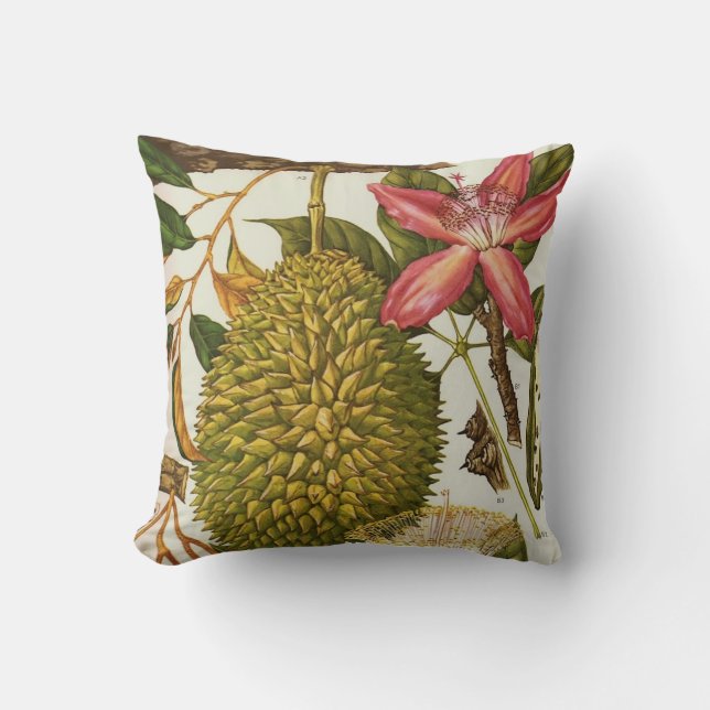 Vintage Red Passion Flower Design 1 Throw Pillow (Front)