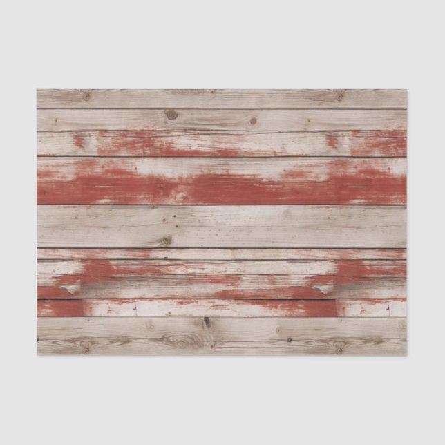Vintage Red Patriotic Faux Wood Tissue Paper (Front)