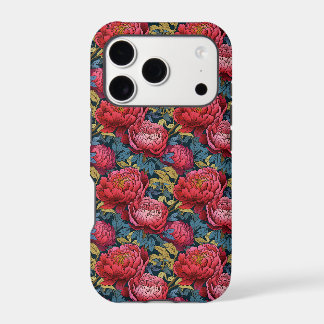 Vintage Red Peony iPhone 17 Pro Tough Case