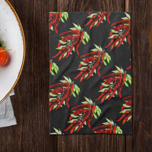 vintage red peppers  tea towel