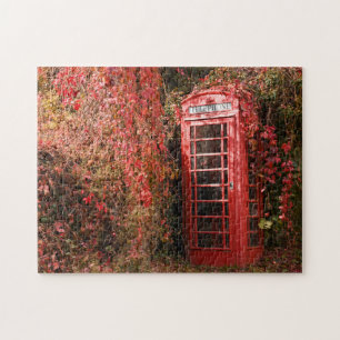 Vintage Red Phone Booth Jigsaw Puzzle