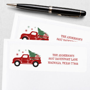 Vintage Red Pickup Truck Return Address Label