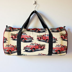 Vintage Red Pickup Trucks Personalized Duffle Bag