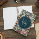 Vintage Red Pink Floral William Morris Monogram Planner<br><div class="desc">This simple yet elegant design features an elegant William Morris inspired floral tapestry pattern in pink, cream and rich red on a navy blue background. Keep your schedule and appointments with style. Add a name to personalise it. Makes a great Christmas or Mother's Day gift. Created by Simply Farmhouse Press....</div>