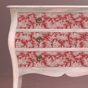 Vintage Red Pink French Toile de Jouy Floral Tissue Paper