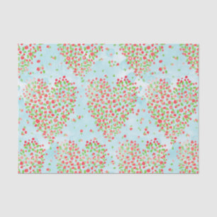 Vintage Red Pink Rose Floral Hearts Blue Decoupage Tissue Paper