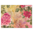 Vintage Red Pink Roses with Gold Damask