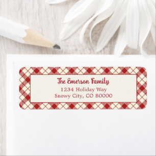 Vintage Red Plaid Christmas Return Address Label