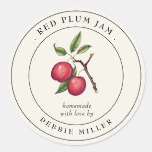 Vintage Red Plum Jam  canning jar Label