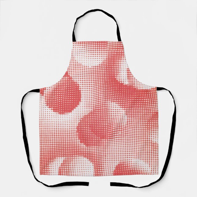 Vintage Red Pop Art Halftone Dot Pattern Apron (Front)