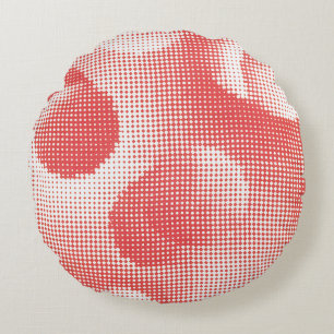 Vintage Red Pop Art Halftone Dot Pattern Round Cushion
