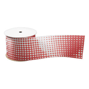 Vintage Red Pop Art Halftone Dot Pattern Satin Ribbon