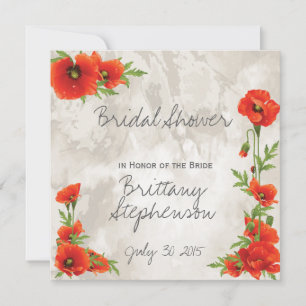VINTAGE RED POPPIES BRIDAL SHOWER INVITATION