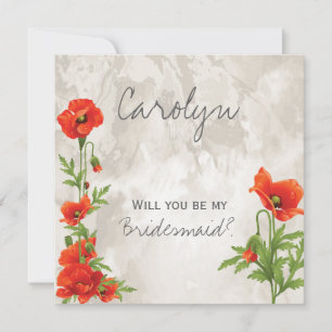 VINTAGE RED POPPIES BRIDESMAID INVITE