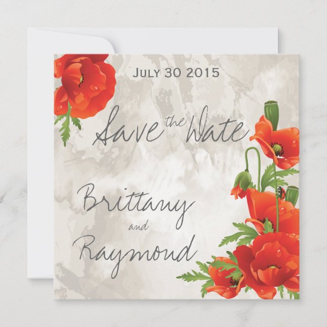 VINTAGE RED POPPIES SAVE THE DATE (Front)