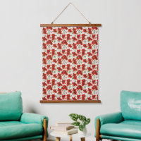 Vintage Red Poppy Floral Pattern Botanical Art