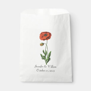 Vintage Red Poppy Wedding Favour Bag