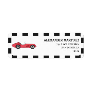 Vintage Red Race Car Return Address Label