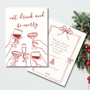 Vintage Red Retro Christmas Card