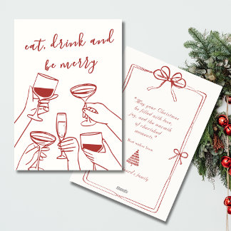 Vintage Red Retro Christmas Card