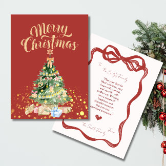 Vintage Red Retro Christmas Tree Card