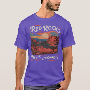 Vintage Red Rocks Denver Colorado Sunset funny fam T-Shirt