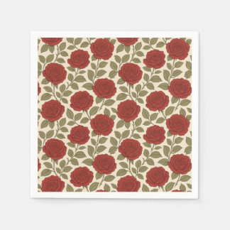 Vintage Red Rose Botanical Floral Cottagecore Napkin