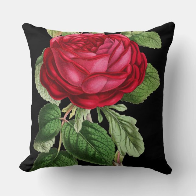 Vintage Red Rose Cushion (Front)