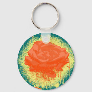 Vintage Red Rose Fine Art Key Ring