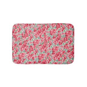 Vintage Red Rose Floral Pattern Bath Mat
