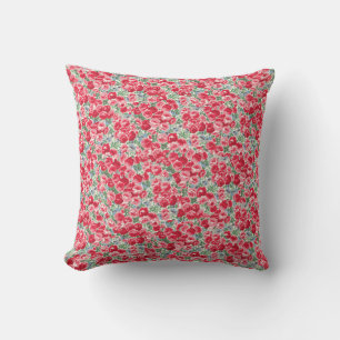 Vintage Red Rose Floral Pattern Cushion