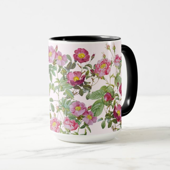 Vintage Red Rose Garden Bloom Mug (Front Right)