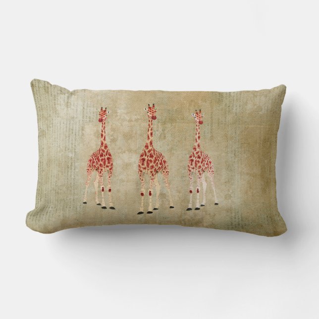 Vintage Red Rose Giraffes  MoJo Pillows (Front)