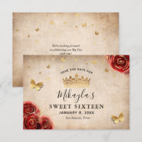 Vintage Red Rose Gold Parchment Elegant