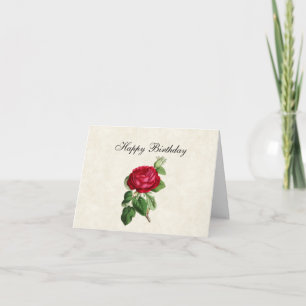 Vintage Red Rose Happy Birthday Card