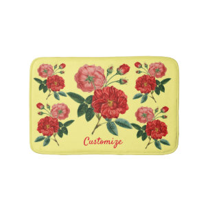 Vintage Red Rose Illustration Thunder_Cove Bath Mat