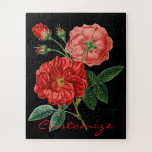 Vintage Red Rose Illustration Thunder_Cove Jigsaw Puzzle