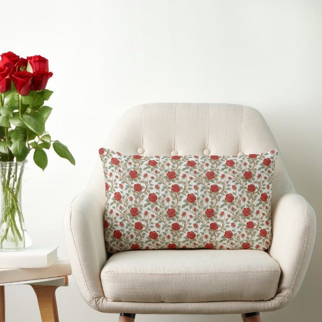 Vintage Red Rose Lumbar Cushion (Creator Uploaded)