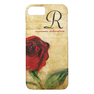 Vintage Red Rose Monogram iPhone 8/7 case