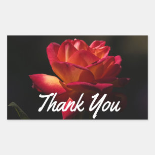 Vintage Red Rose Thank You Black Flower Stickers
