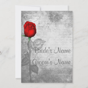 Vintage Red Rose Wedding Invitation