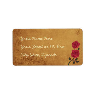Vintage Red Rose Wedding Label