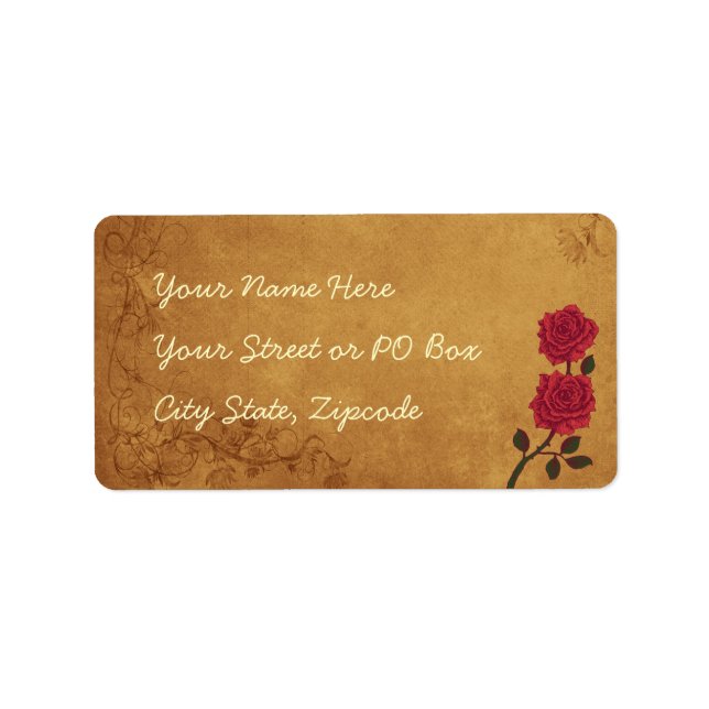 Vintage Red Rose Wedding Label (Front)