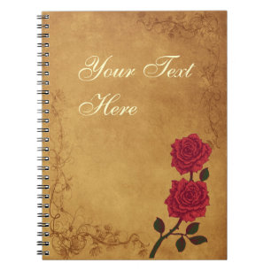 Vintage Red Rose Wedding Notebook